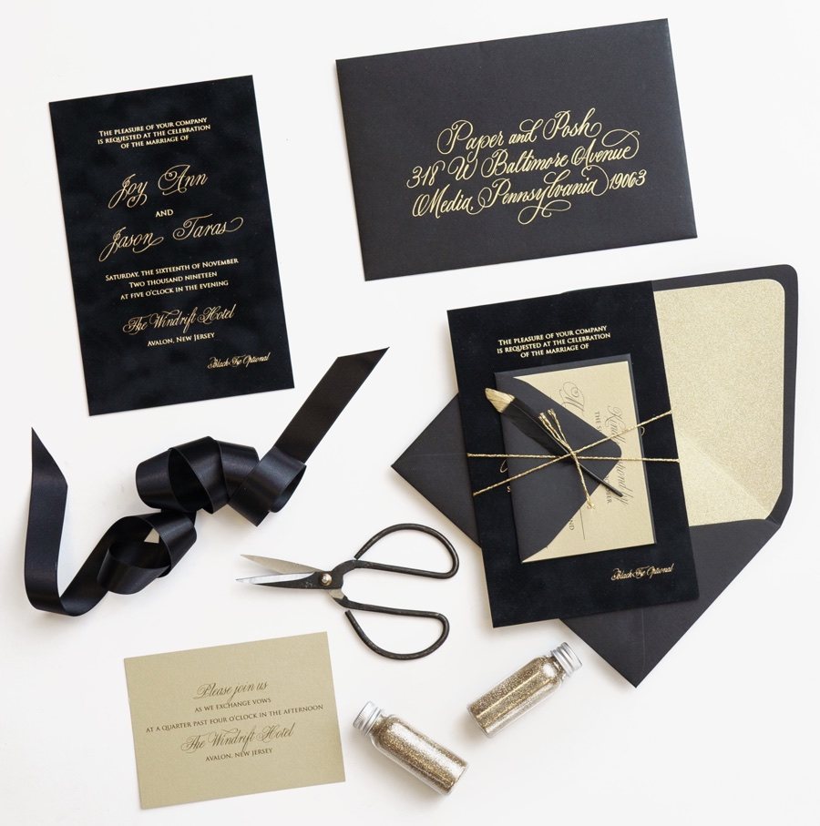 Paper and Posh wedding invitation