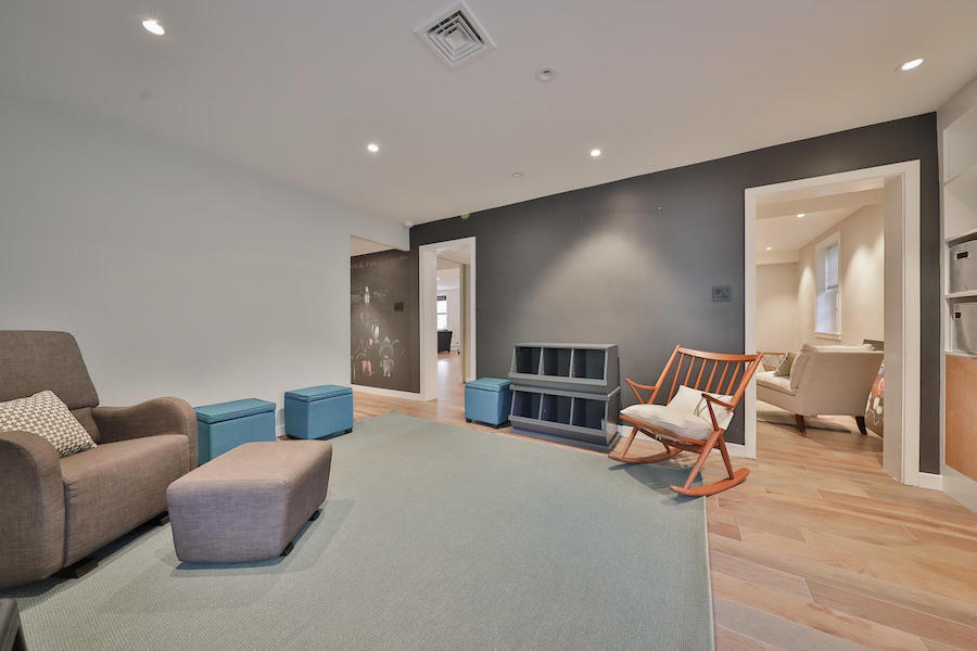 mt. airy midcentury modern split-level playroom