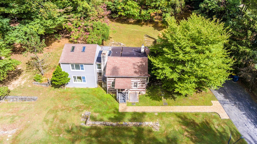 log cabin for sale wayne 1648 log cabin aerial view