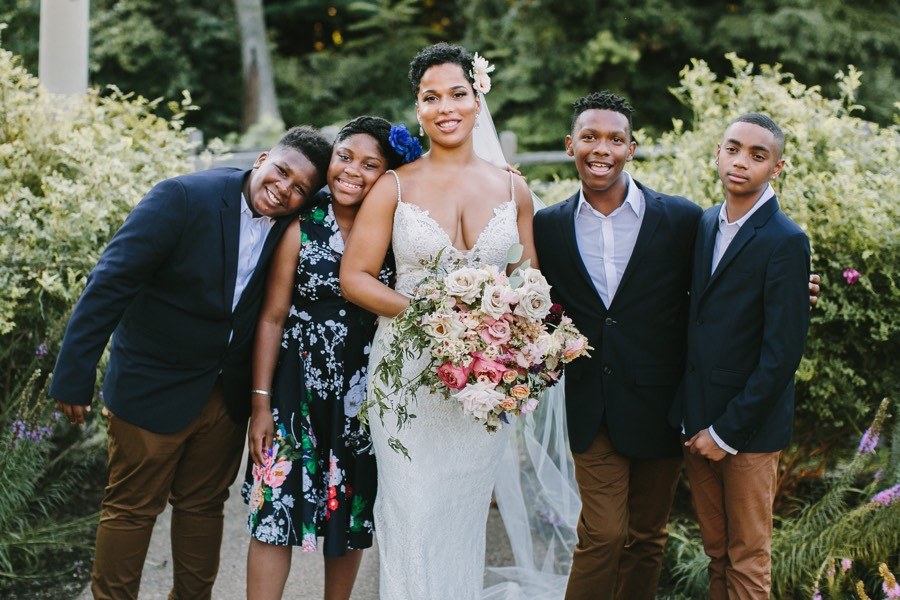Bride and students