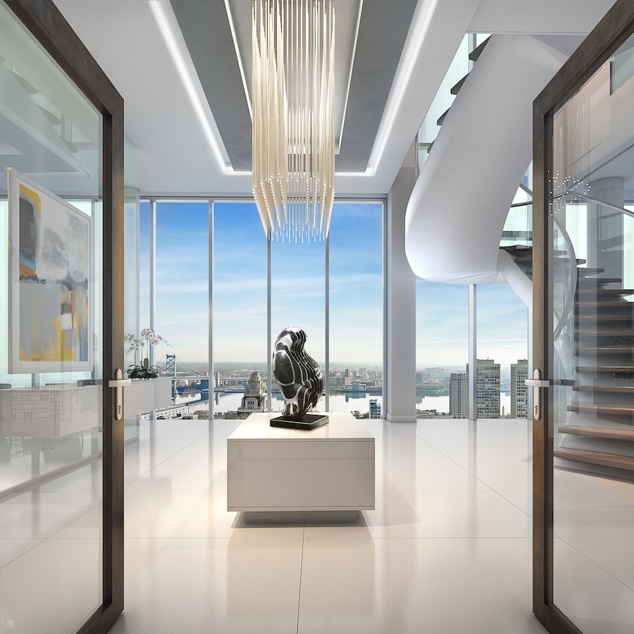 500 walnut penthouse foyer