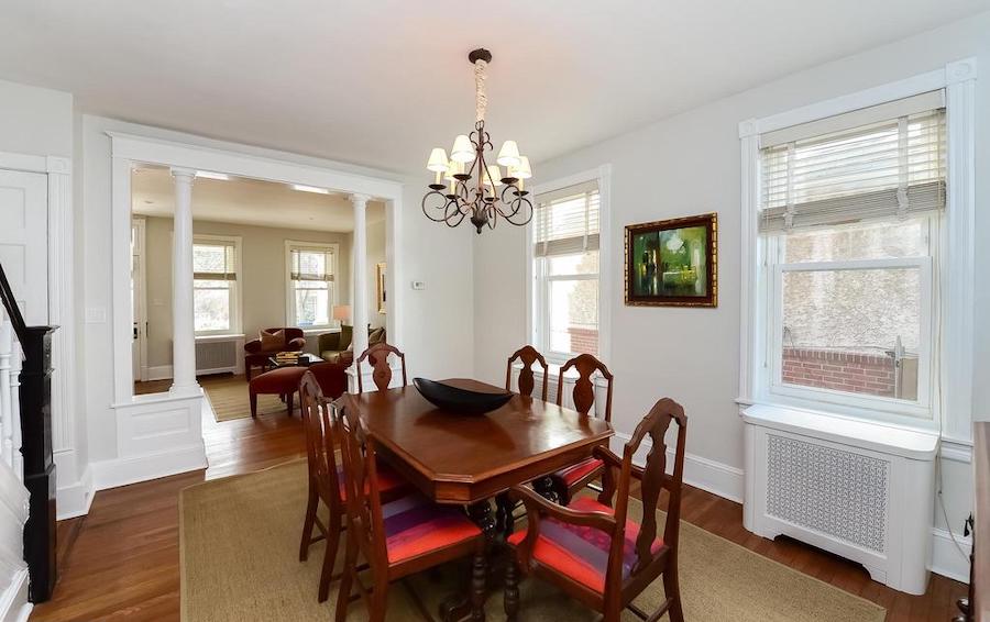 chestnut hill duplex rowhouse main unit dining room