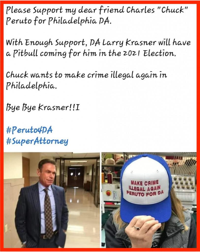 a facebook post by a Chuck Peruto supporter
