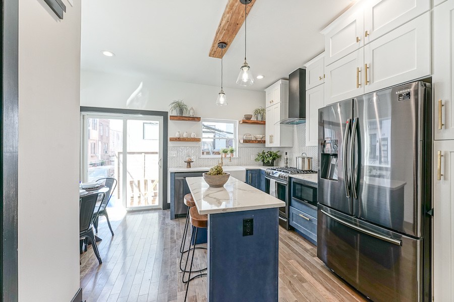 rebuilt point breeze rowhouse for sale kitchen and dining nook
