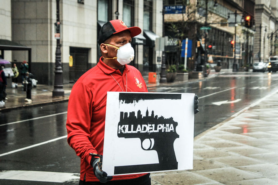 a man protesting the increasing philly murder rate amid the philadelphia coronavirus crisis