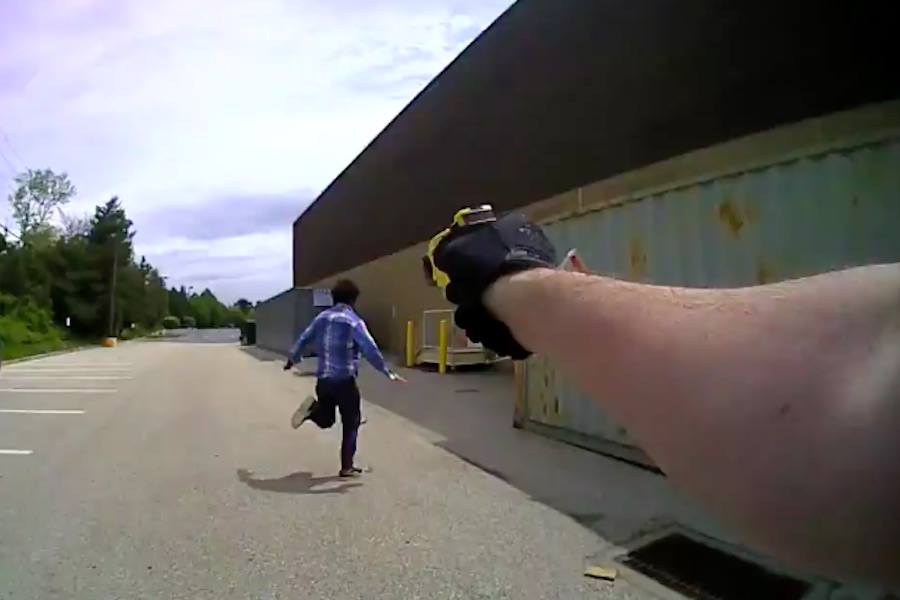 a screenshot from police bodycam video taken during the incident at the Kohl's parking lot in Havertown