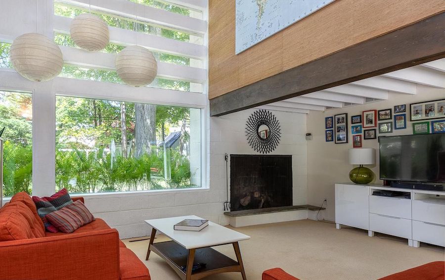 midcentury modern roxborough house for sale living room