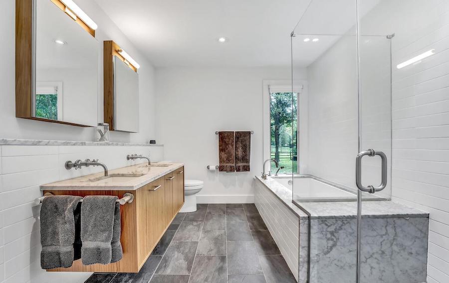 first-floor master bathroom