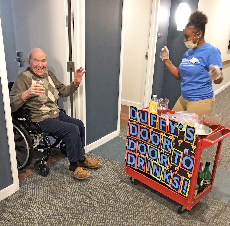 senior apartments and coronavirus duffy's door-to-door drinks