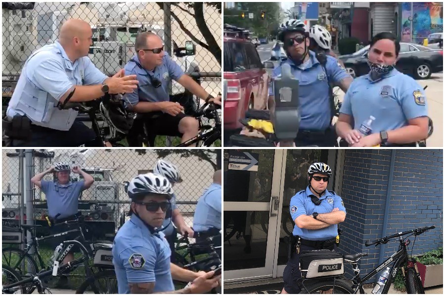 Philadelphia police officers not wearing masks during the Philadelphia coronavirus crisis
