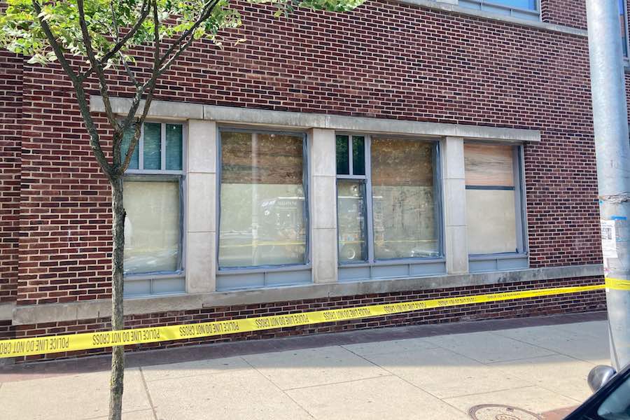 windows smashed during philly protest