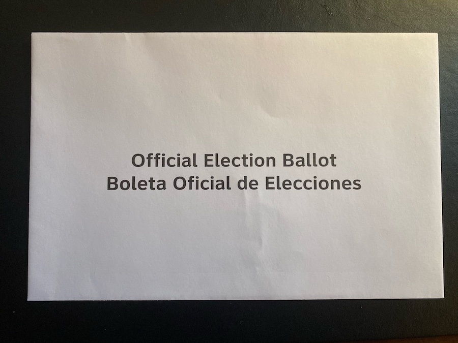 a photo of the secrecy envelope, part of the mail-in ballot process in Pennsylvania