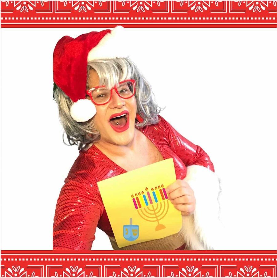 a photo of ian morrison, otherwise known as Philadelphia drag queen Brittany Lynn, performing as Sandy Claus or Mrs. Claus