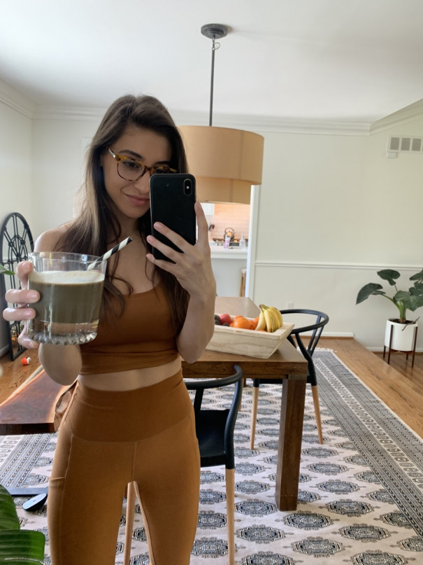 Andrea Helfrich holds a beverage