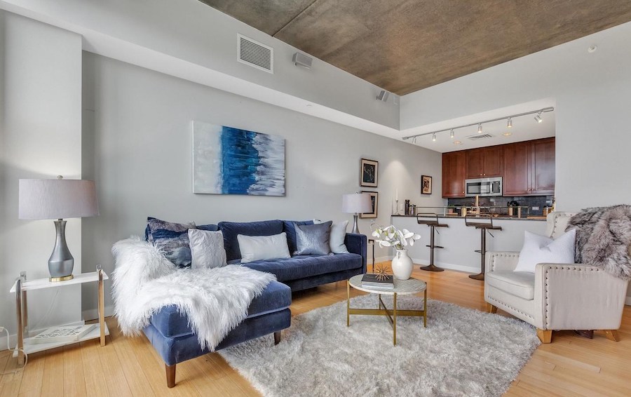 condo for sale old city penthouse great room and kitchen