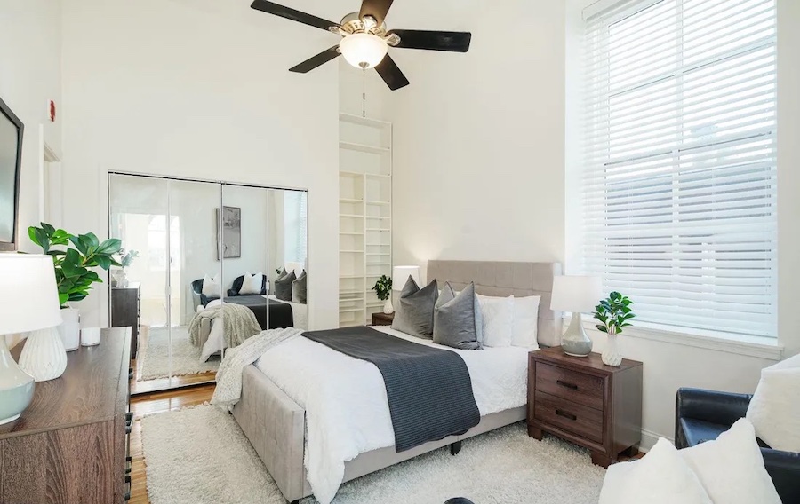 condo for sale queen village modern primary bedroom