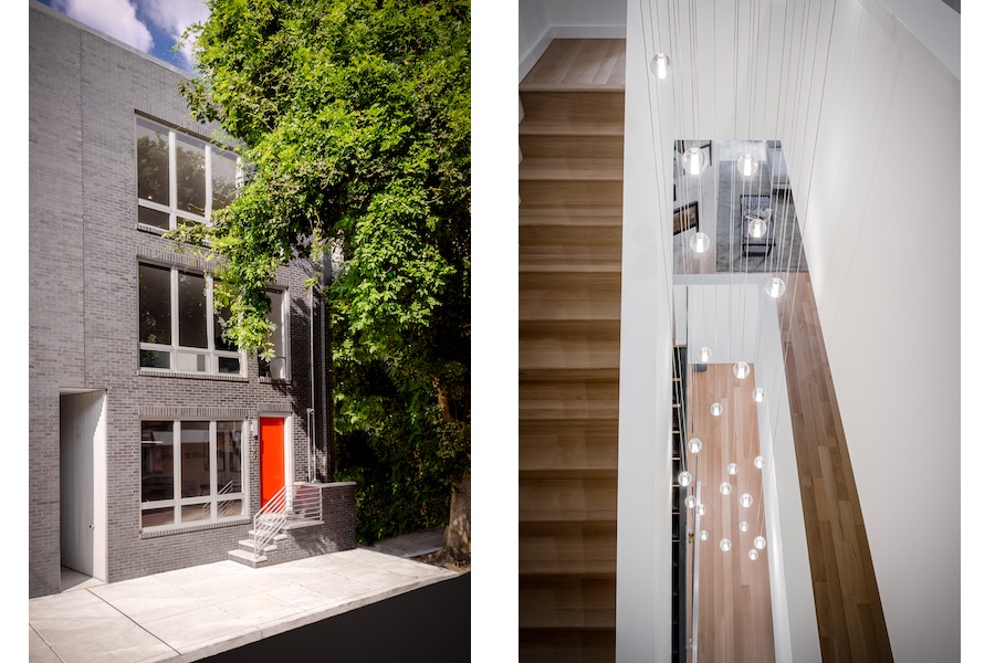 front elevation and stairwell light fixture