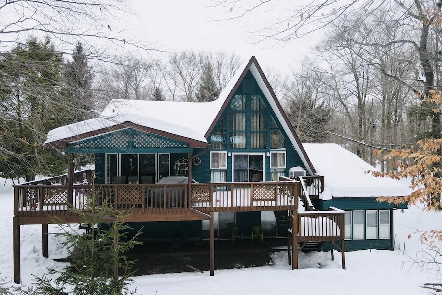 house for sale Greentown expanded a-frame exterior rear