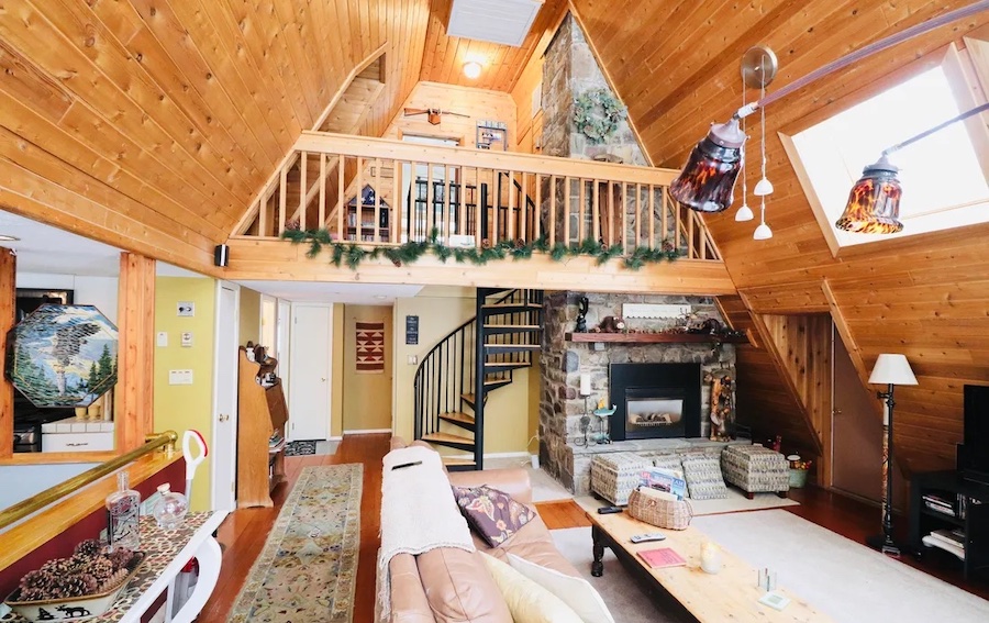 house for sale Greentown expanded a-frame living room
