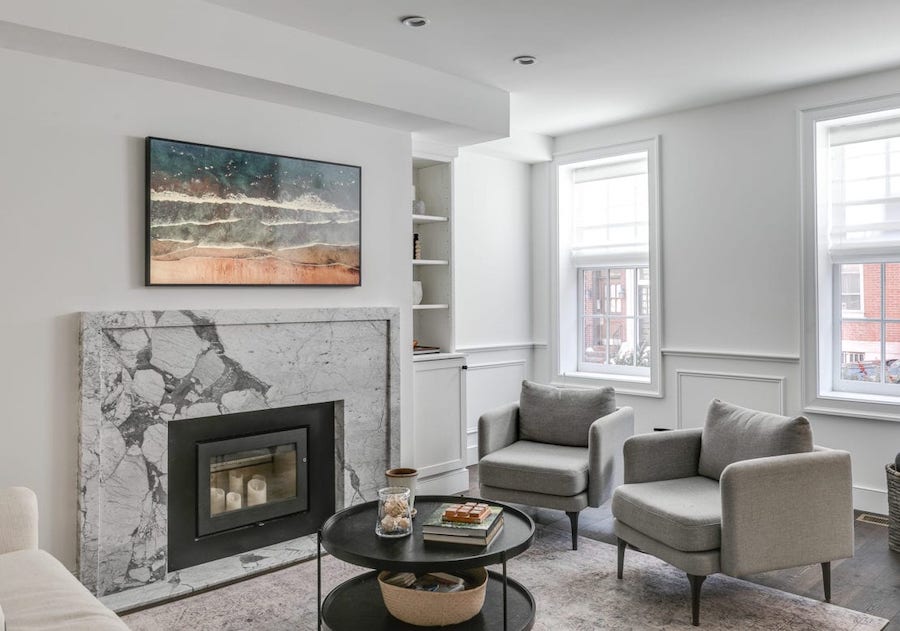 house for sale Rittenhouse Square renovated townhouse living room