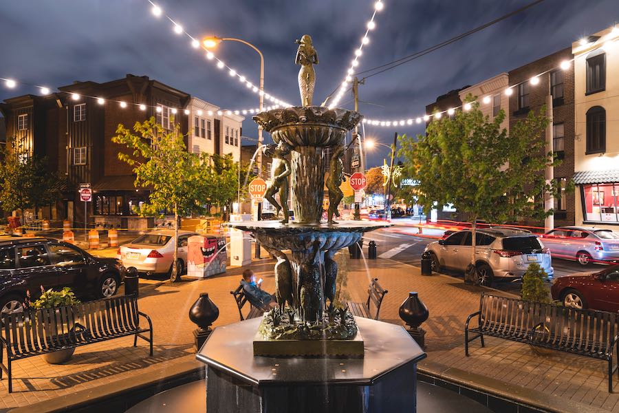 the singing fountain in south philadelphia, located on passyunk avenue