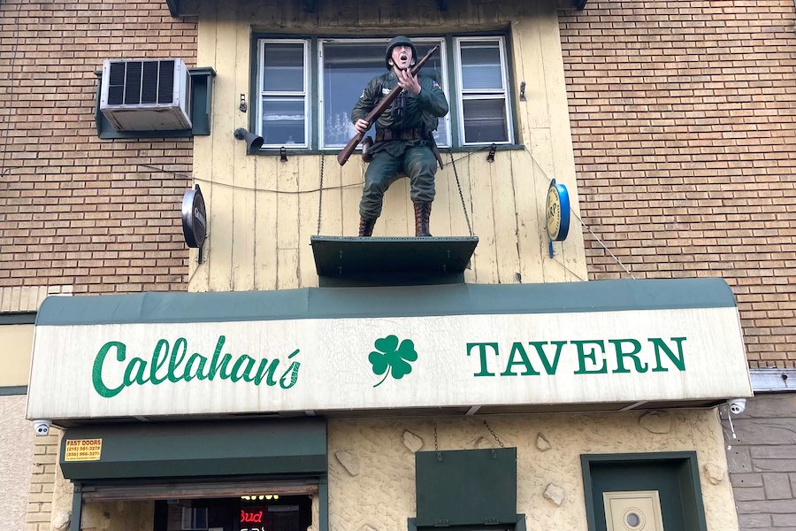 the callahan's tavern solider statue in upper darby in delco