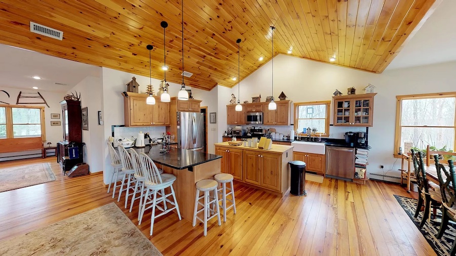 house for sale Hawley modern rustic lodge kitchen