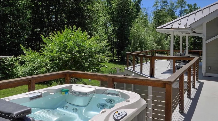 hot tub on main floor deck