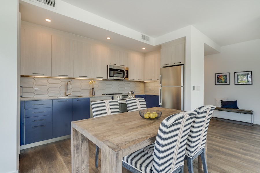 model apartment dining room and kitchen