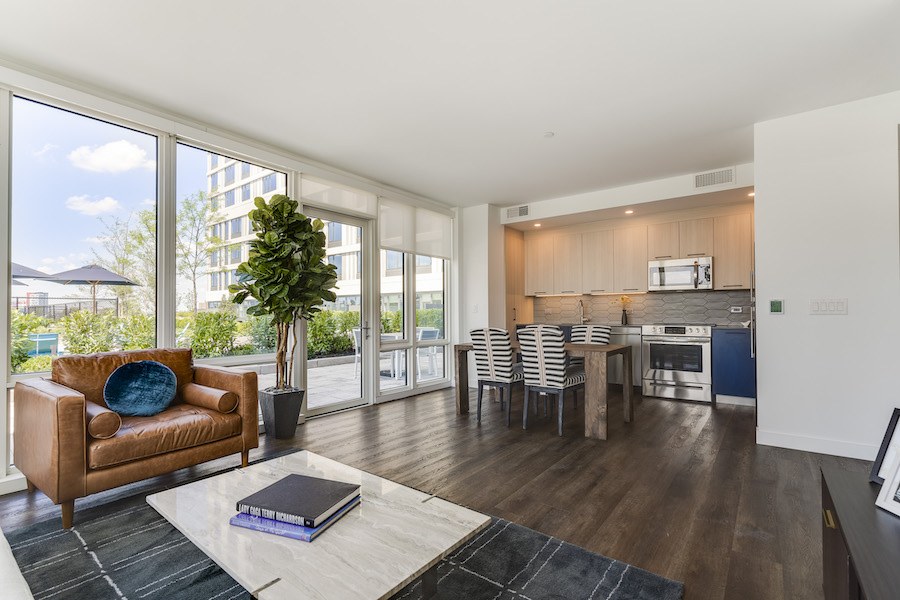 model apartment main living area