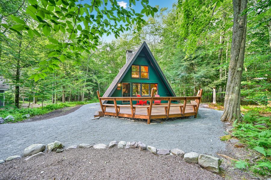 house for sale Lake Naomi a-frame exterior front