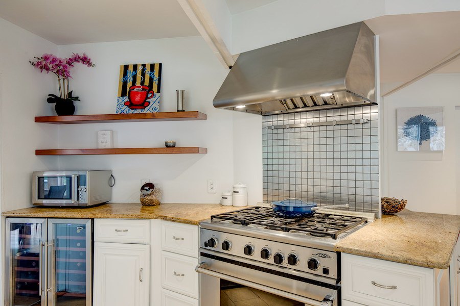 kitchen range and wine fridge