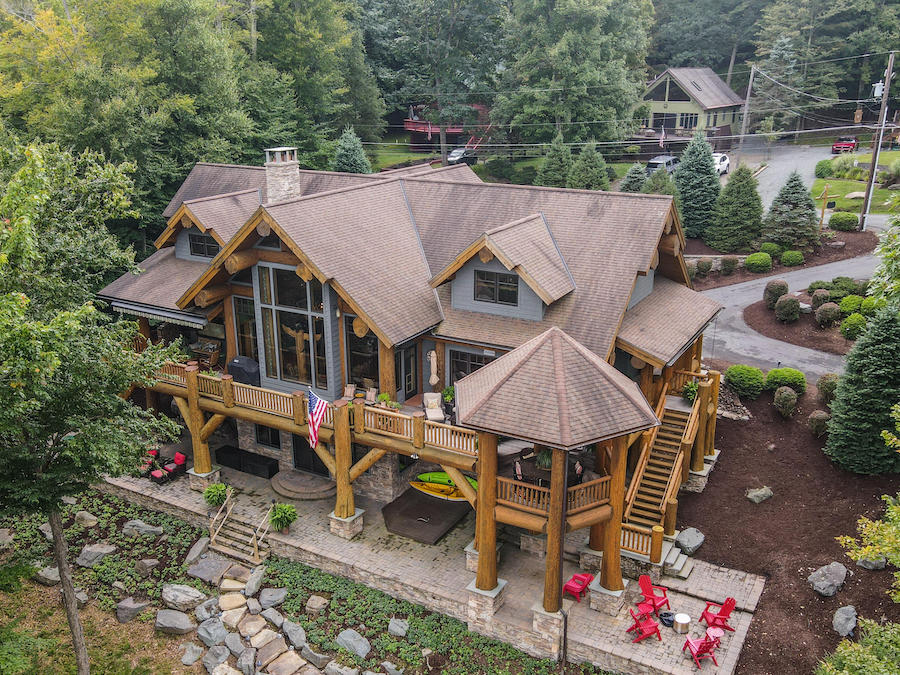 house for sale lake wallenpaupack log house exterior rear