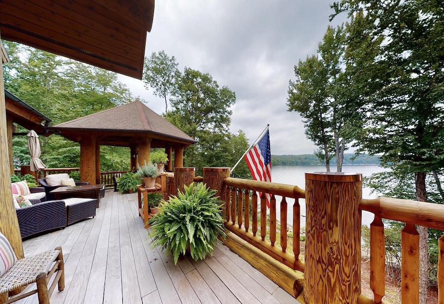 house for sale lake wallenpaupack log house main floor deck and gazebo