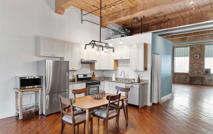 kitchen and dining area