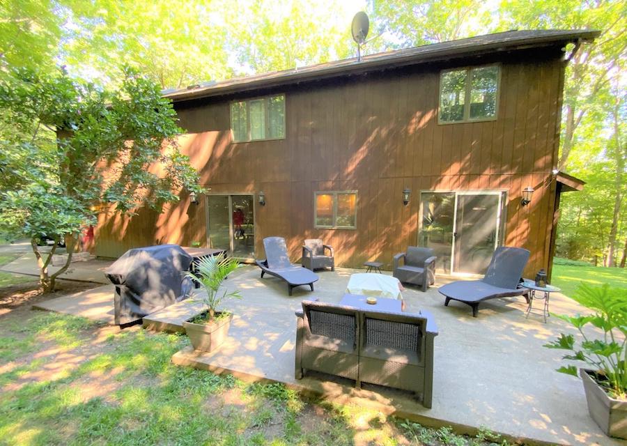 house for sale saylorsburg contemporary rear elevation and patio