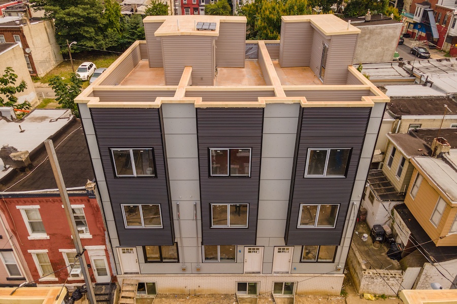 house for sale strawberry mansion new construction townhouse exterior front overhead
