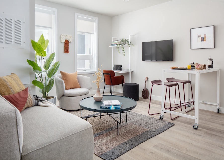 model apartment living/dining room