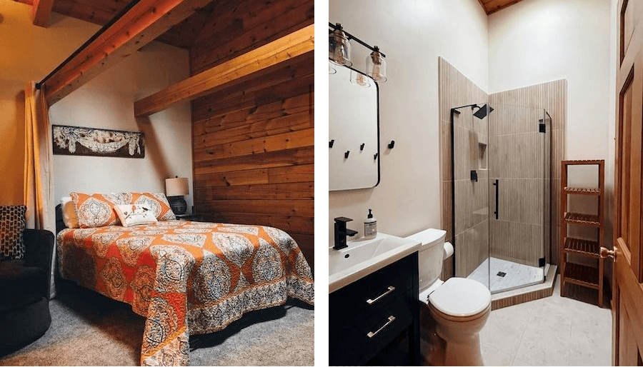 upper-floor bedroom and primary bathroom