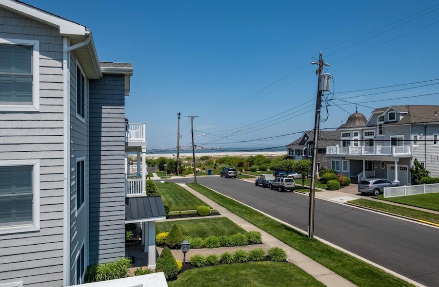 view of beach from balcony
