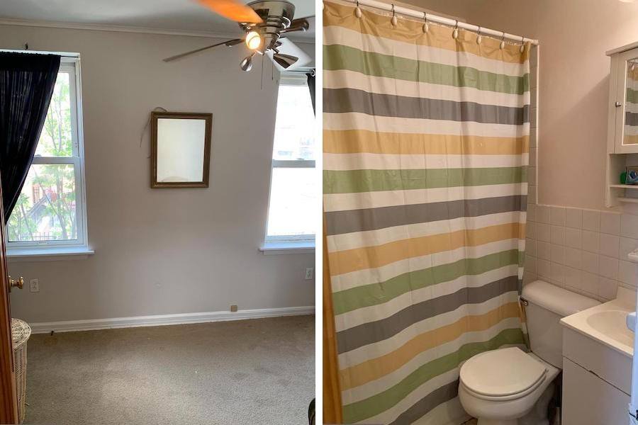 second-floor bedroom and bathroom