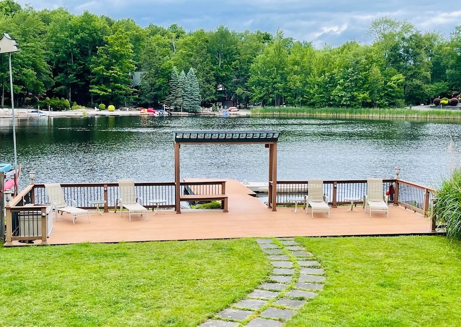 lakeside deck and boat dock