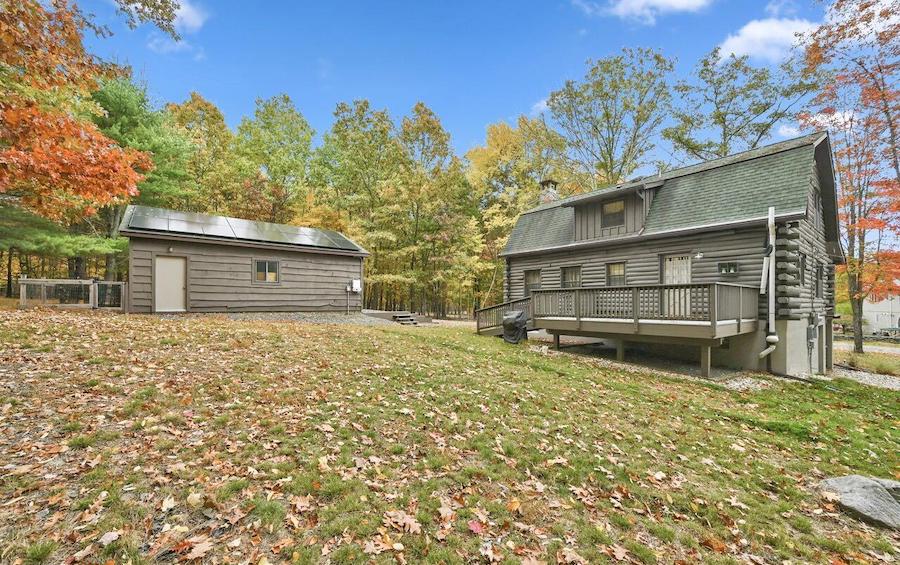 house for sale lakeville log cabin rear elevation and backyard