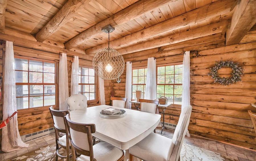 house for sale lakeville log cabin dining room