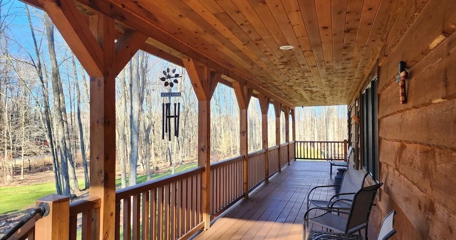 house for sale lake ariel cabin front porch