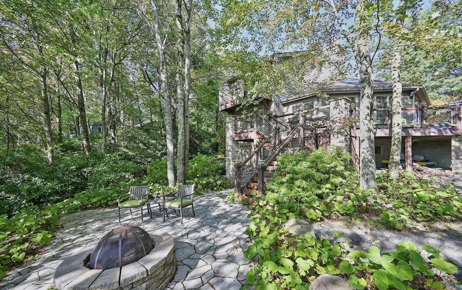 rear elevation and fire pit