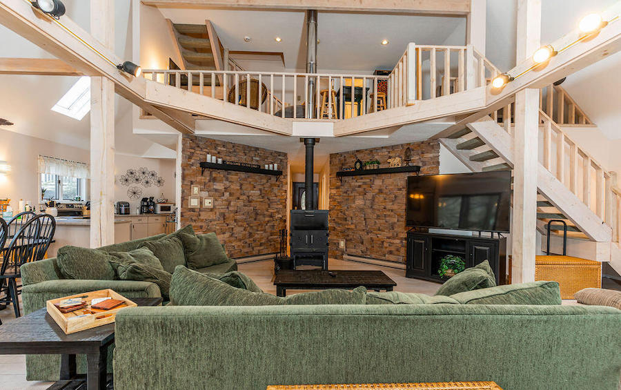 lake ariel lakefront contemporary house for sale living room