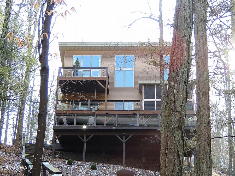 house for sale lake ariel modern exterior rear