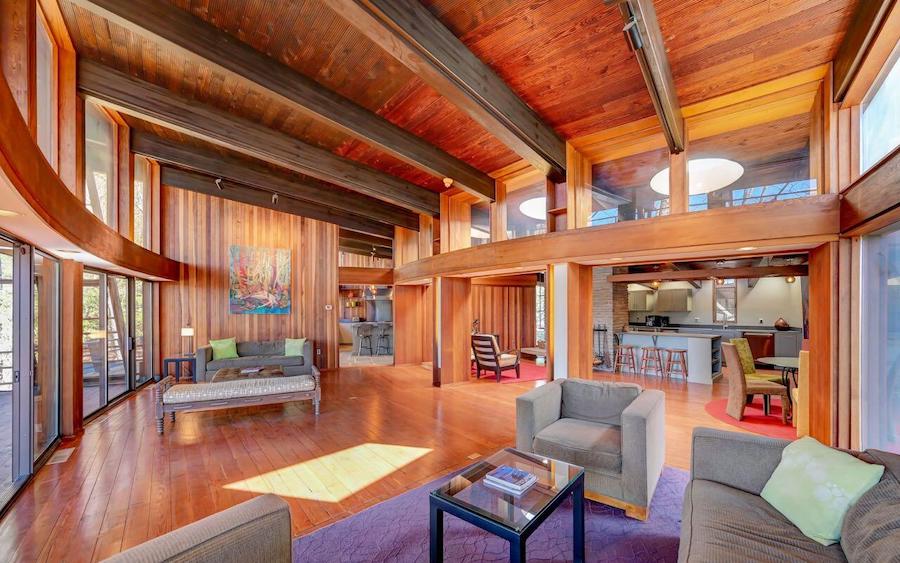 house for sale buck hill falls midcentury modern great room
