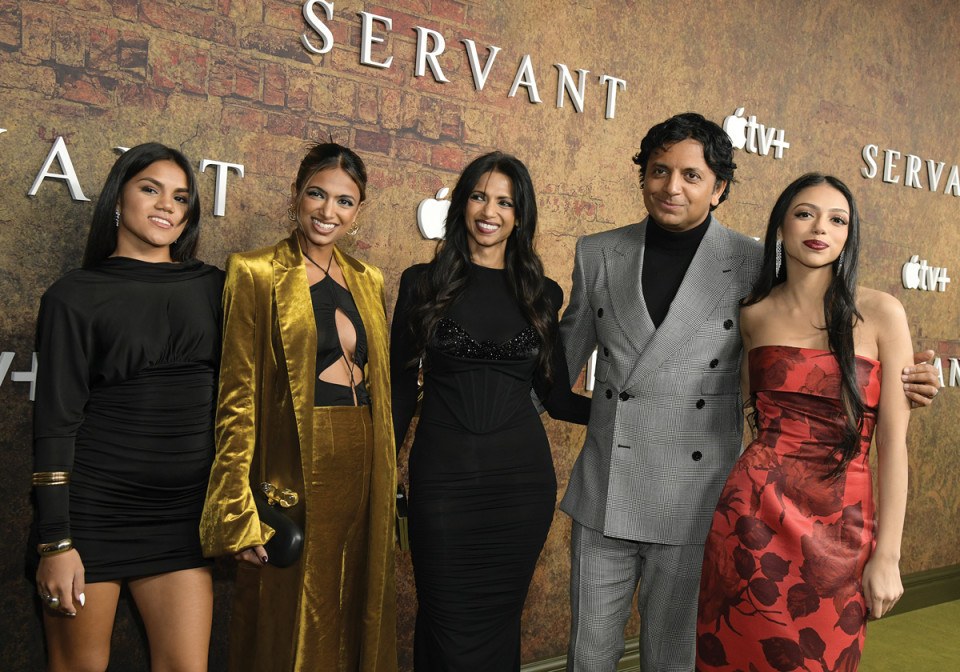 m. night shyamalan with saleka shyamalan and family